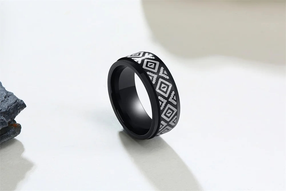 UNIQUE, Unisex, Stainless Steel, Flat Profile, Two Tone Keyboard Ring