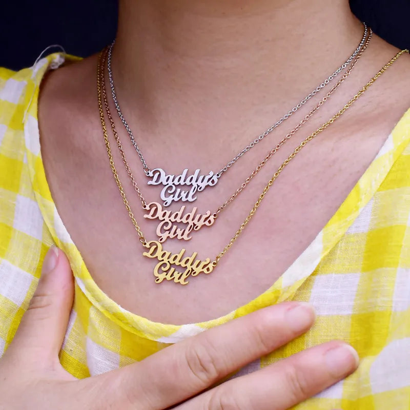 Stainless Steel, Daddy's Girl Pendant Necklace From, HUTNICE