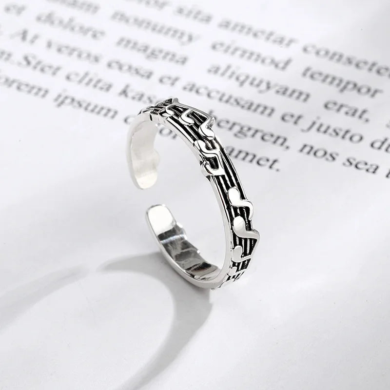 New, Retro, Five-line Sheet Music Adjustable Ring For Women