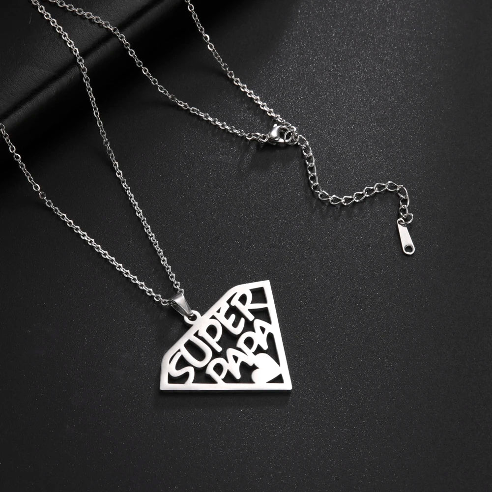Cazador'S, "Super Papa/Mama", Stainless Steel Pendant Necklace for Men & Woman