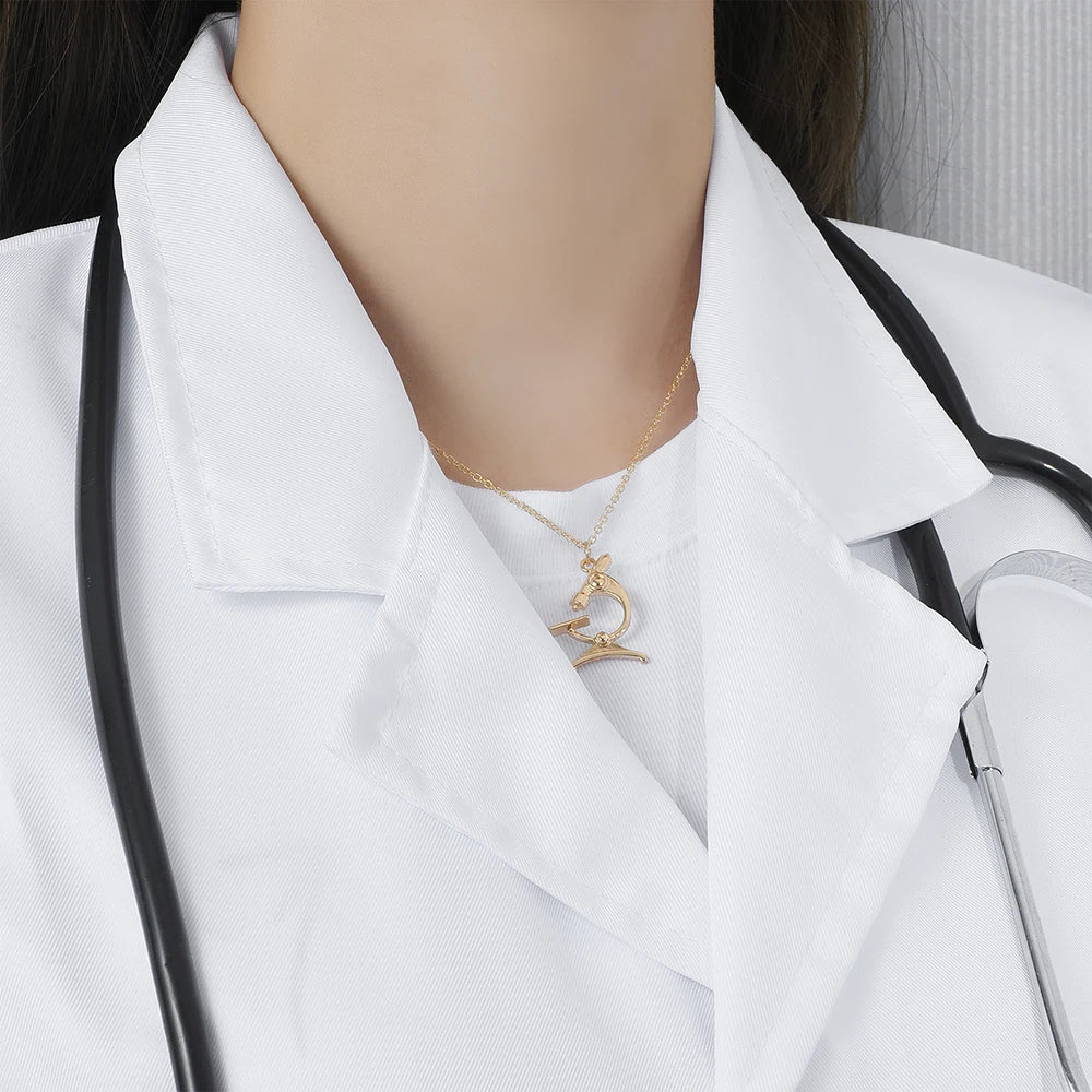 Classic Lab Microscope Pendant Necklace