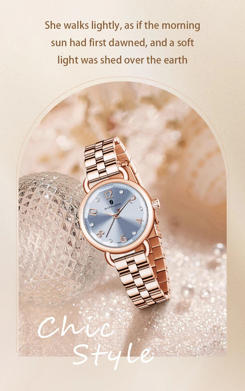 SAPPHERO’S, Women's Fashion, Versatile, Stainless Steel, Fashion versatile, Light luxury, Ultra-Thin Watch