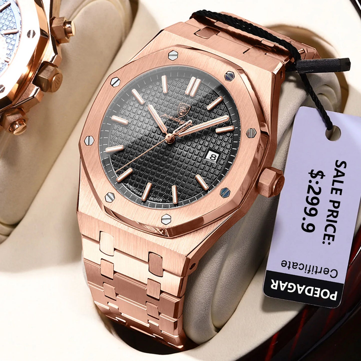 NEW!!! Fine Steel, Original Quartz, Luminous Date, Waterproof, Fashionable Classic Wristwatch, By POEDAGAR