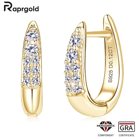 RAPRGOLD, GRA Certified Round Moissanite Hoop Earrings for Women. S9.25 Sterling Silver Earrings… Fine Jewelry Gift