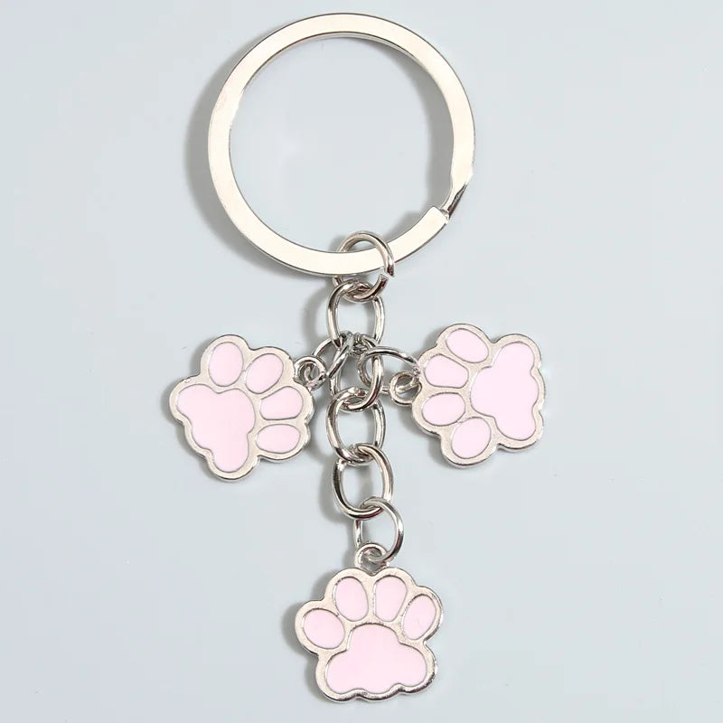 Cute, Enamel Dog Paw Footprints Keychain, Great Gift For Dog Lovers