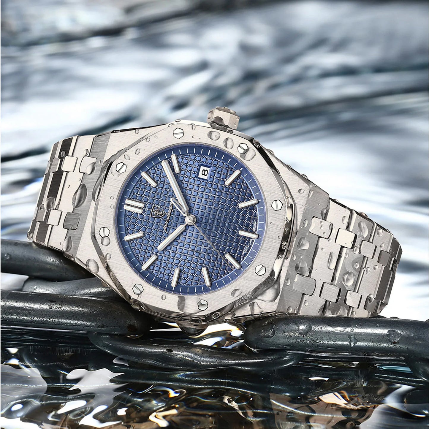 NEW!!! Fine Steel, Original Quartz, Luminous Date, Waterproof, Fashionable Classic Wristwatch, By POEDAGAR