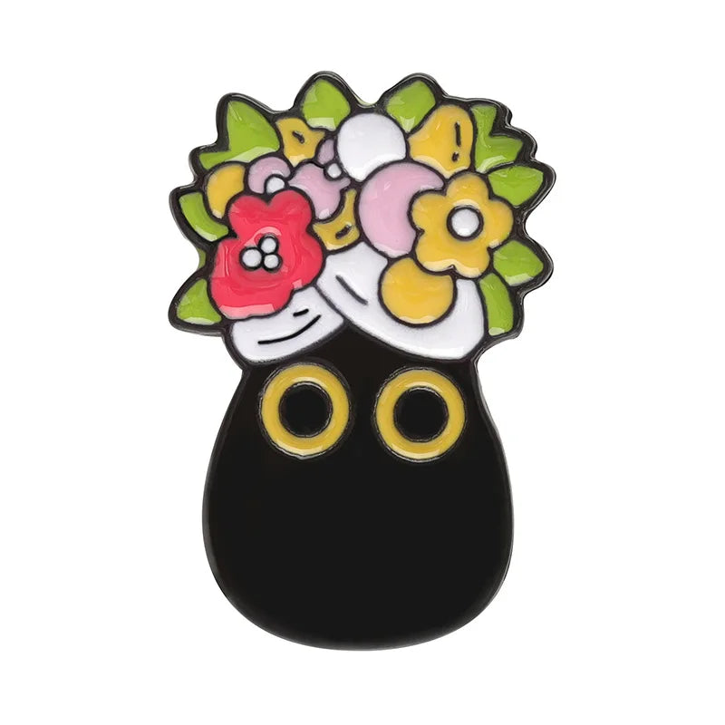 Cute Tiny Black Cat Enamel Pin Brooch