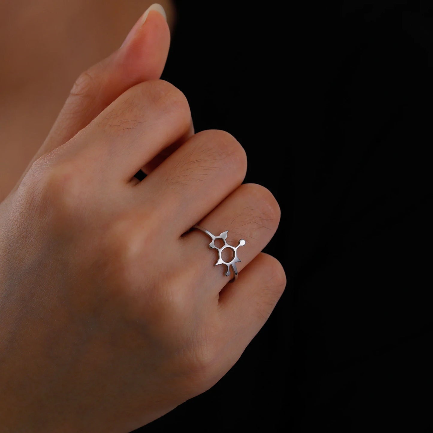 Attractive, Stainless Steel Chemical Molecule Ring, by Skyrim