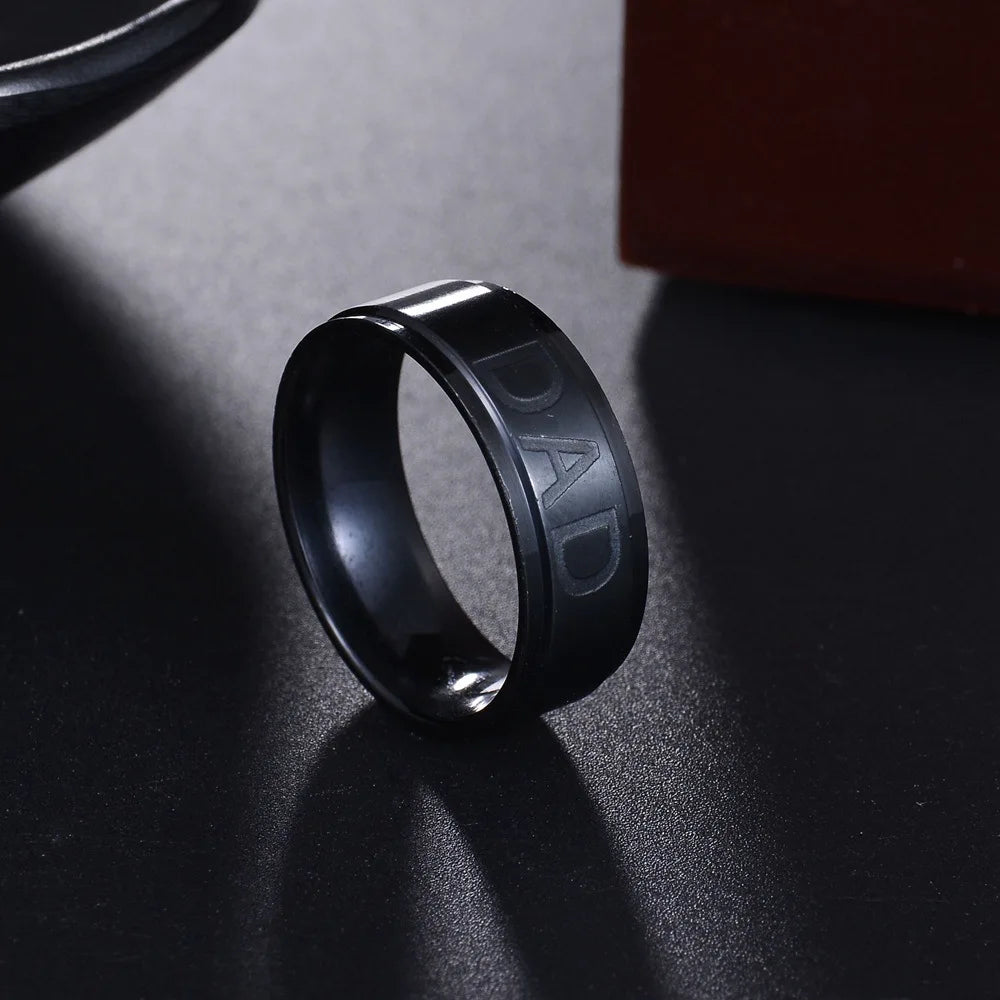 New Fashion, "LOVE YOU DAD” Stainless Steel Engraved Dad Ring, Great Father's Day Gift