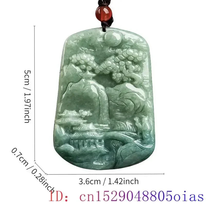 Green Burmese, Jade Amulet Necklace… Fine Jewelry Carved Gemstone, By MC