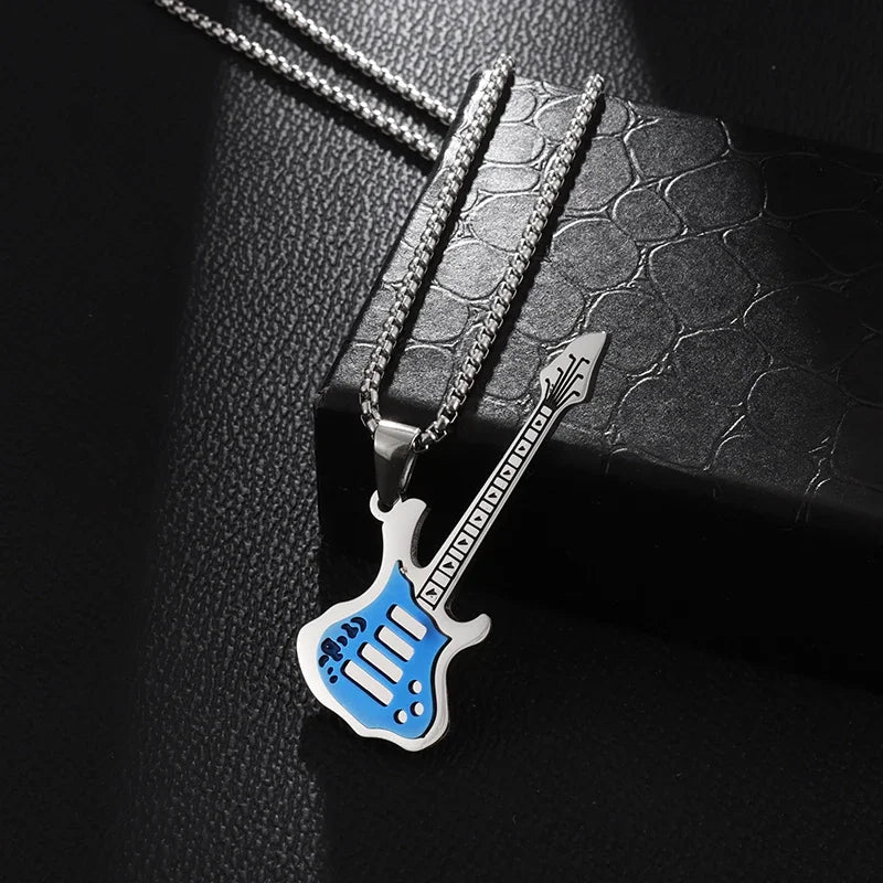 Stainless Steel, Electric Guitar Pick Necklace for Men and Women…Jewelry For Music Lovers