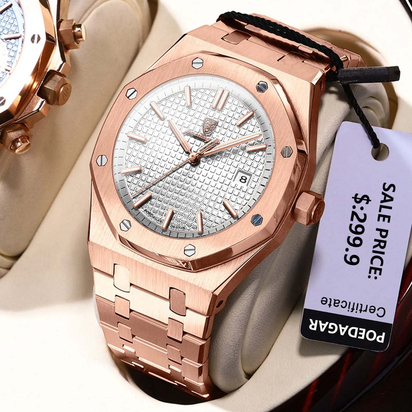 NEW!!! Fine Steel, Original Quartz, Luminous Date, Waterproof, Fashionable Classic Wristwatch, By POEDAGAR