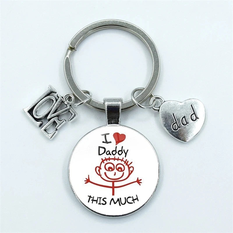 I Love Super Dad, Glass Dome Cabochon, Key Ring Keychain