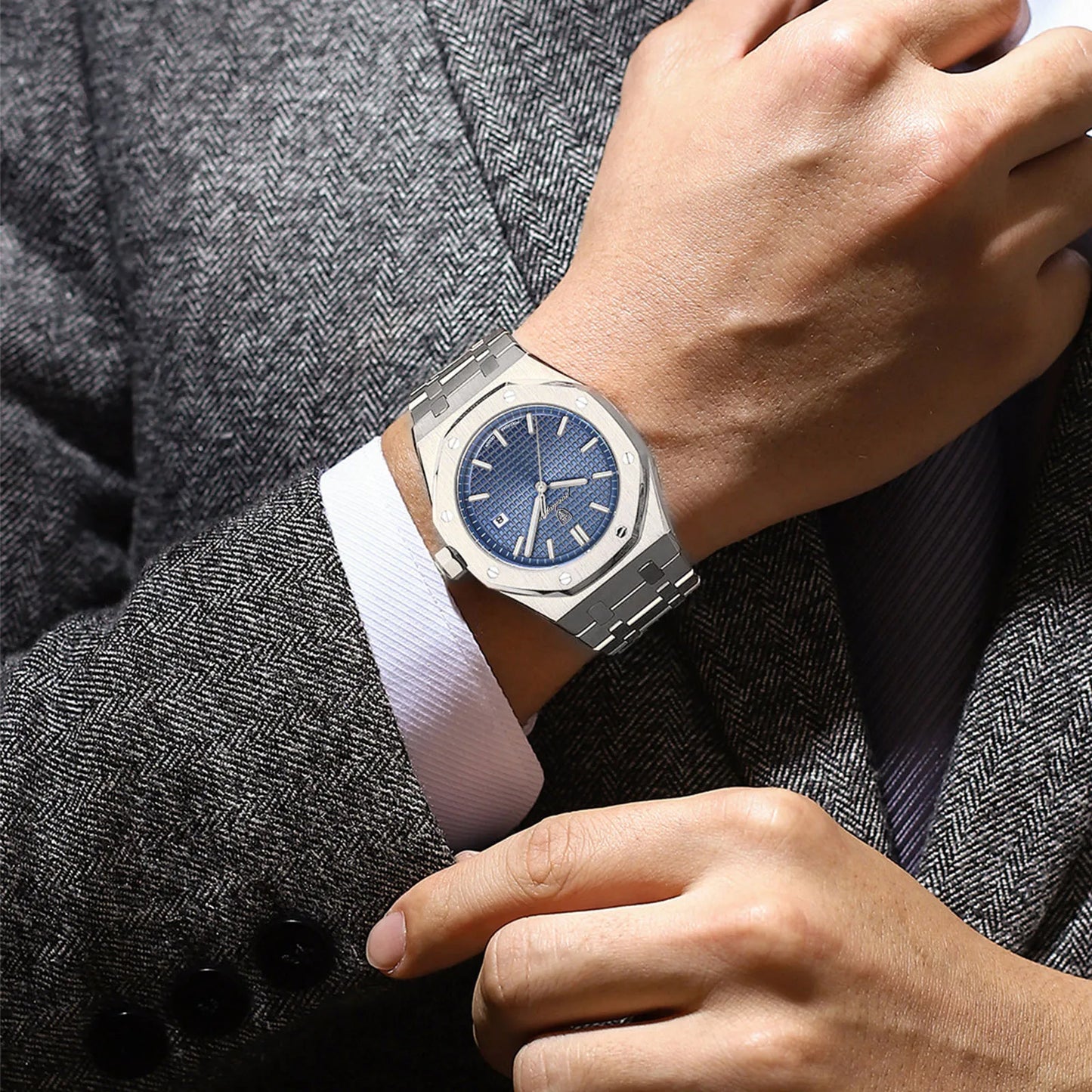 NEW!!! Fine Steel, Original Quartz, Luminous Date, Waterproof, Fashionable Classic Wristwatch, By POEDAGAR