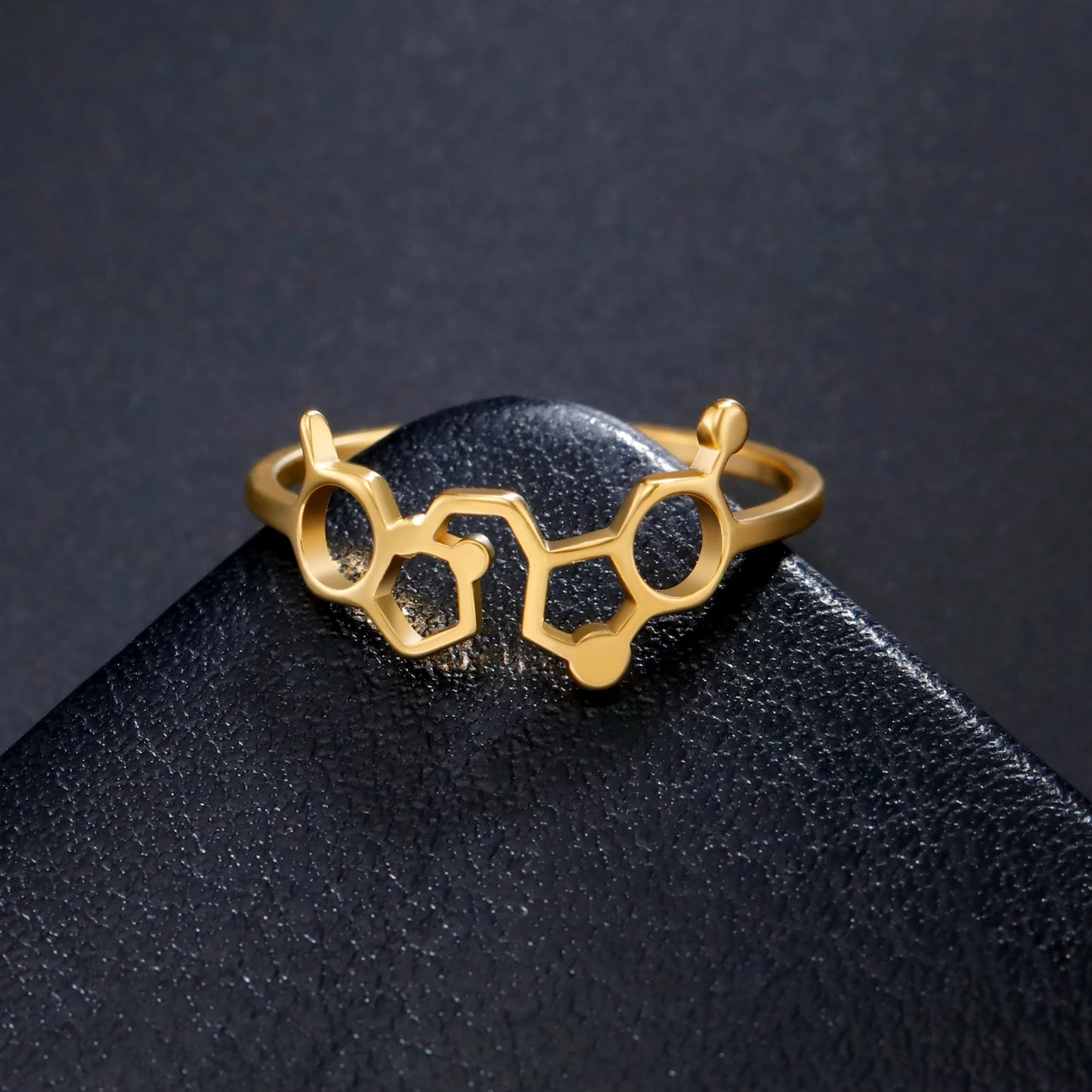 Attractive, Stainless Steel Chemical Molecule Ring, by Skyrim