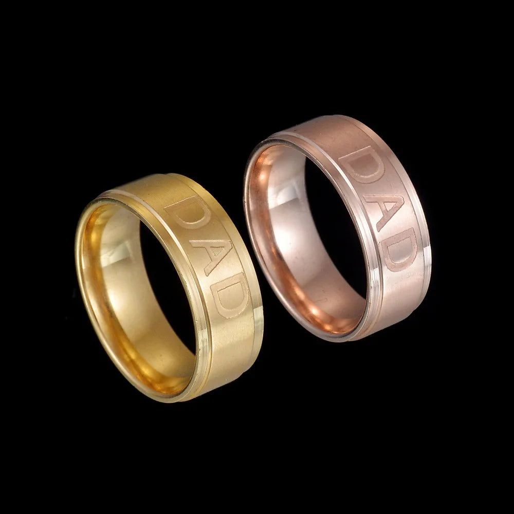 New Fashion, "LOVE YOU DAD” Stainless Steel Engraved Dad Ring, Great Father's Day Gift