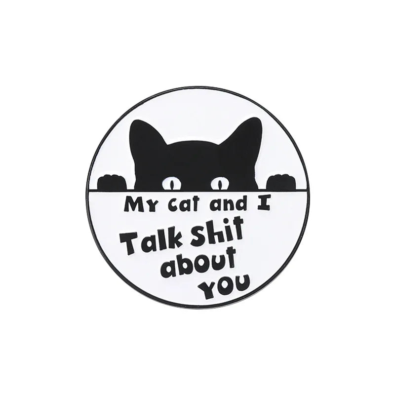 Cute Tiny Black Cat Enamel Pin Brooch