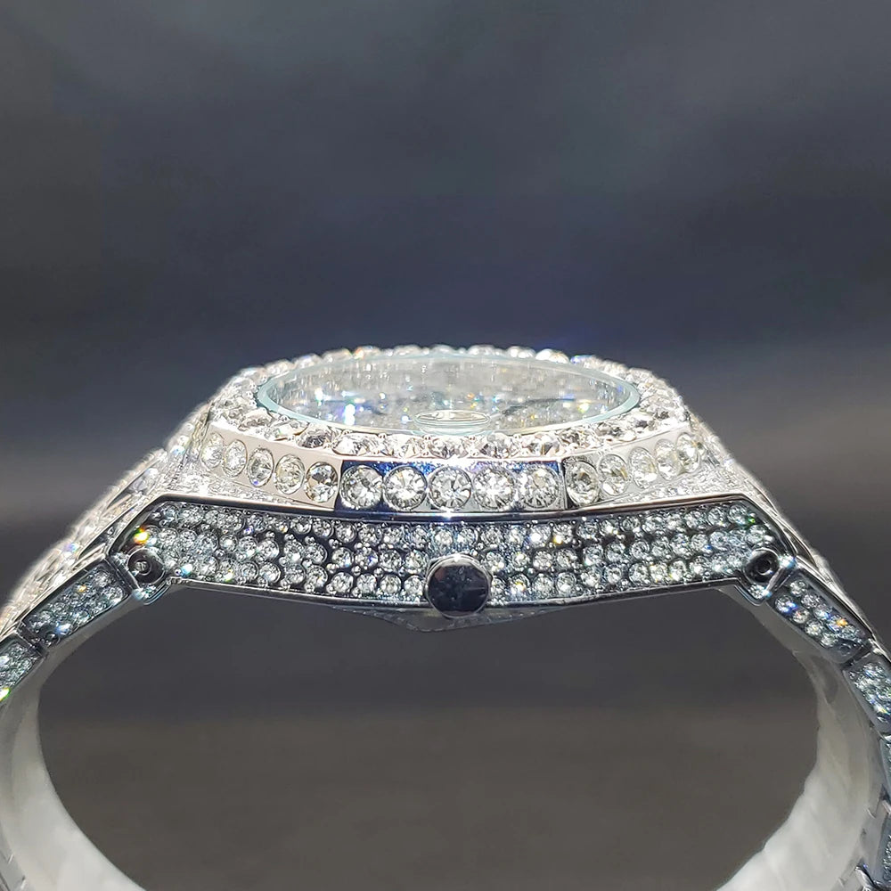 Octagonal Case Luxury Cubic Zirconia Men's Watch, By UNIGUET