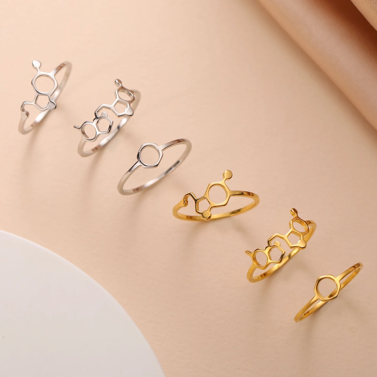 Attractive, Stainless Steel Chemical Molecule Ring, by Skyrim