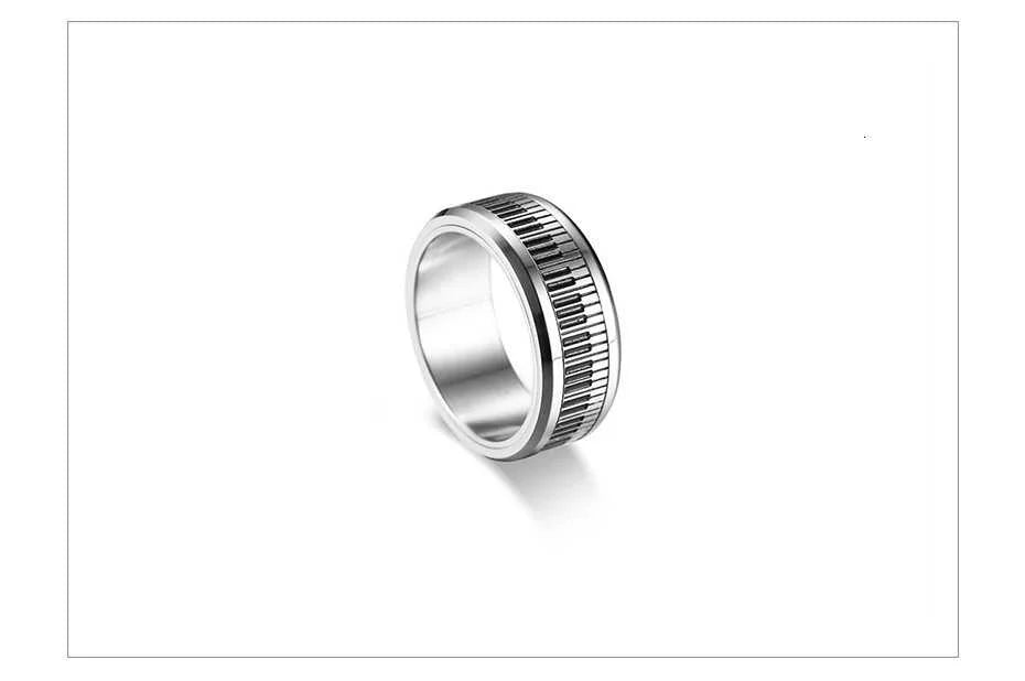 Vnox, Stainless Steel Rotatable Piano Key Ring For Men/Woman