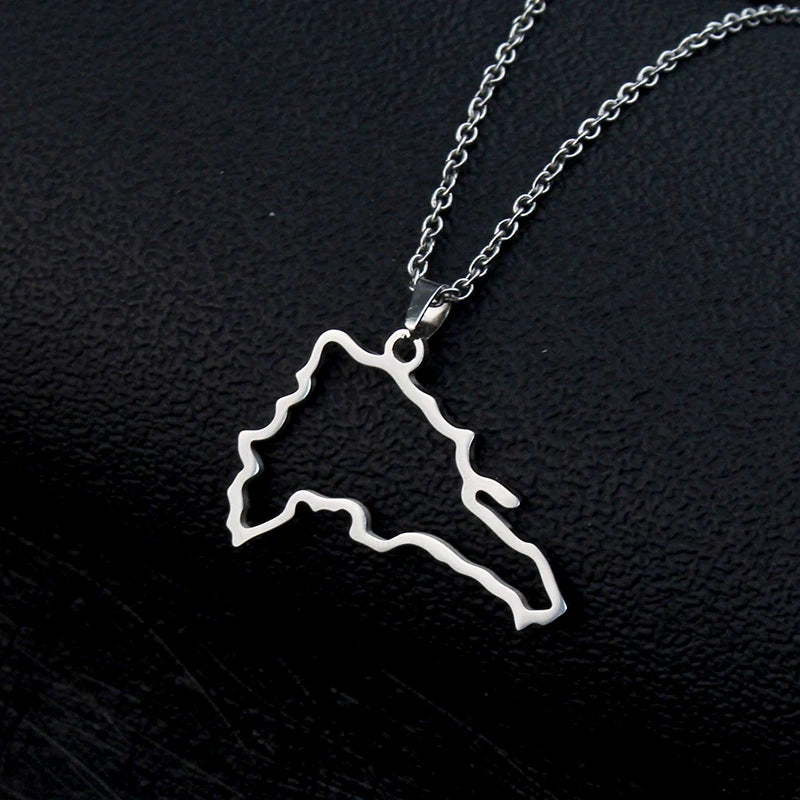 New, Dominican Map/Flag, Stainless Steel Pendant Necklace For Men & Women Jewelry Gift By YUMEI