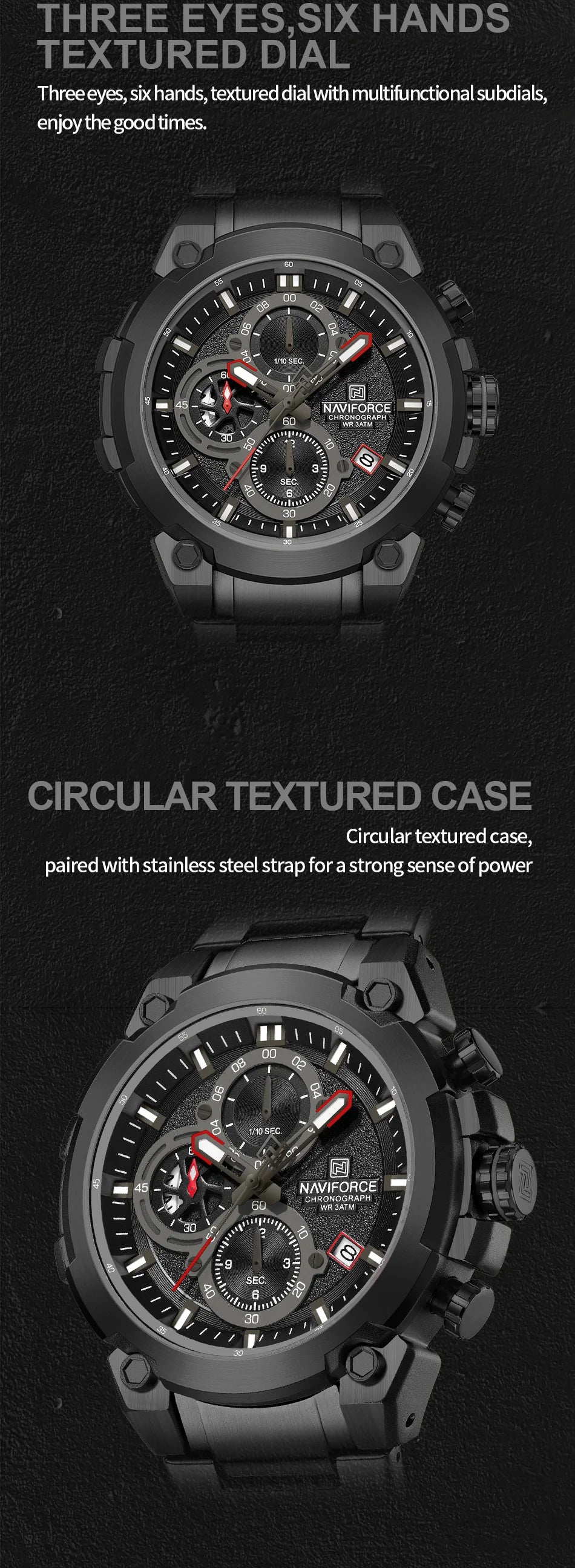 Fashion, Sports, Chronograph, Waterproof, Calendar Display, Military Quartz Male Watch, By NAVIFORCE