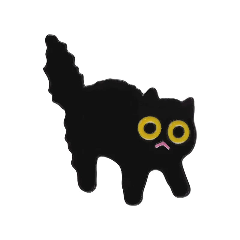 Cute Tiny Black Cat Enamel Pin Brooch