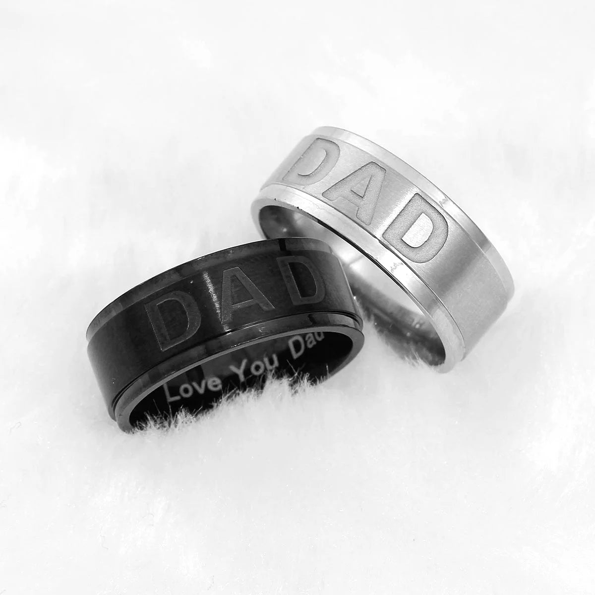 New Fashion, "LOVE YOU DAD” Stainless Steel Engraved Dad Ring, Great Father's Day Gift