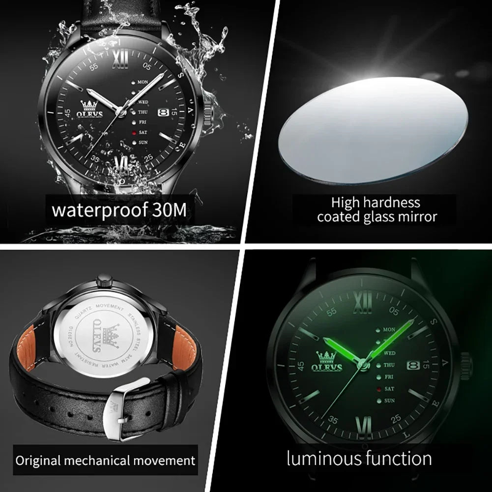 New, Waterproof Luminous, Automatic Date, Quartz Wristwatch For Men, By OLEVS