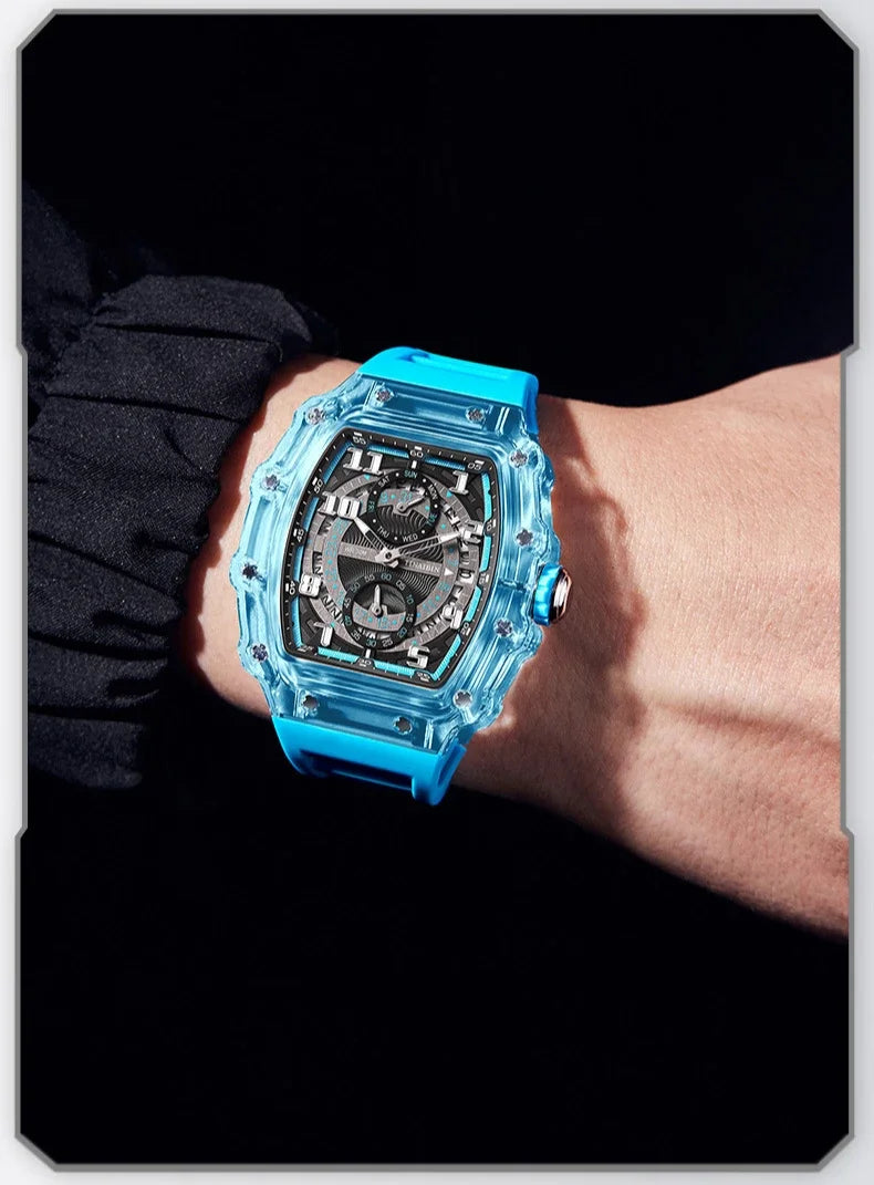Unique, Blue, Fashion, Men's Waterproof, Outdoor, Sports, Military Watch For Men,