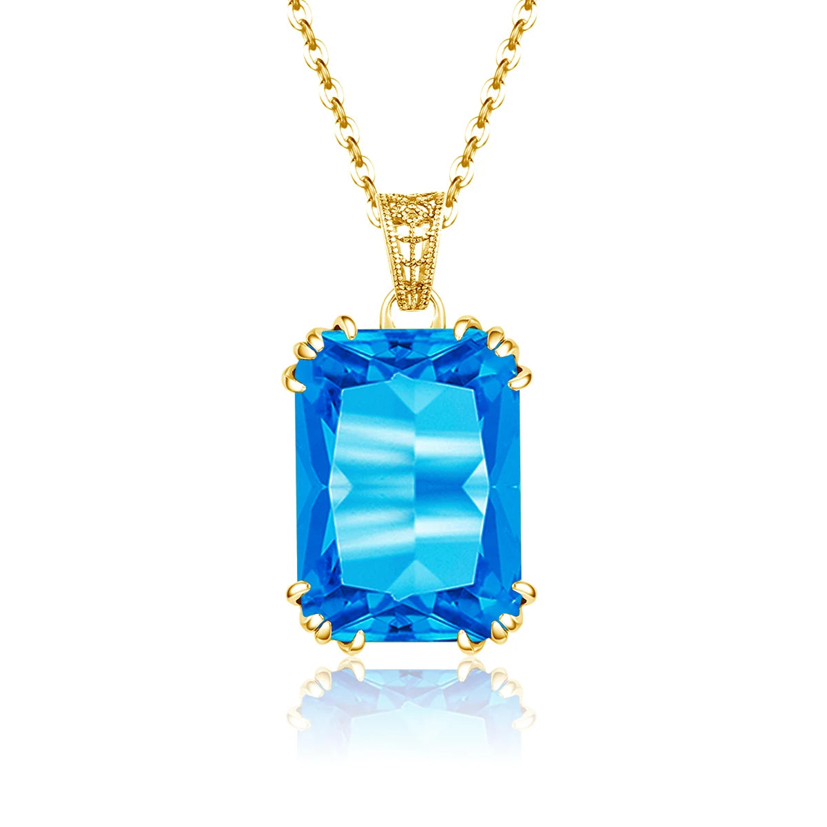 925 Silver, Blue Sapphire Necklace Pendant For Women...Certificate Included