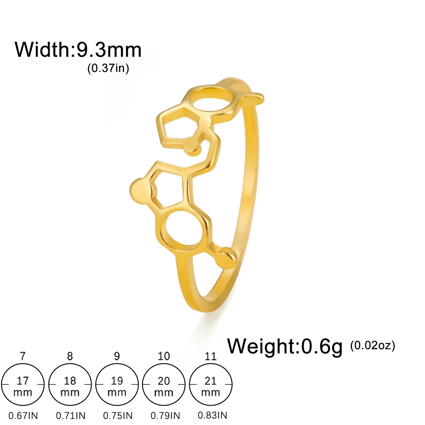 Attractive, Stainless Steel Chemical Molecule Ring, by Skyrim