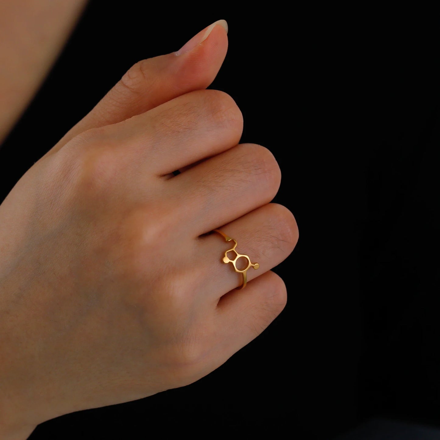 Attractive, Stainless Steel Chemical Molecule Ring, by Skyrim