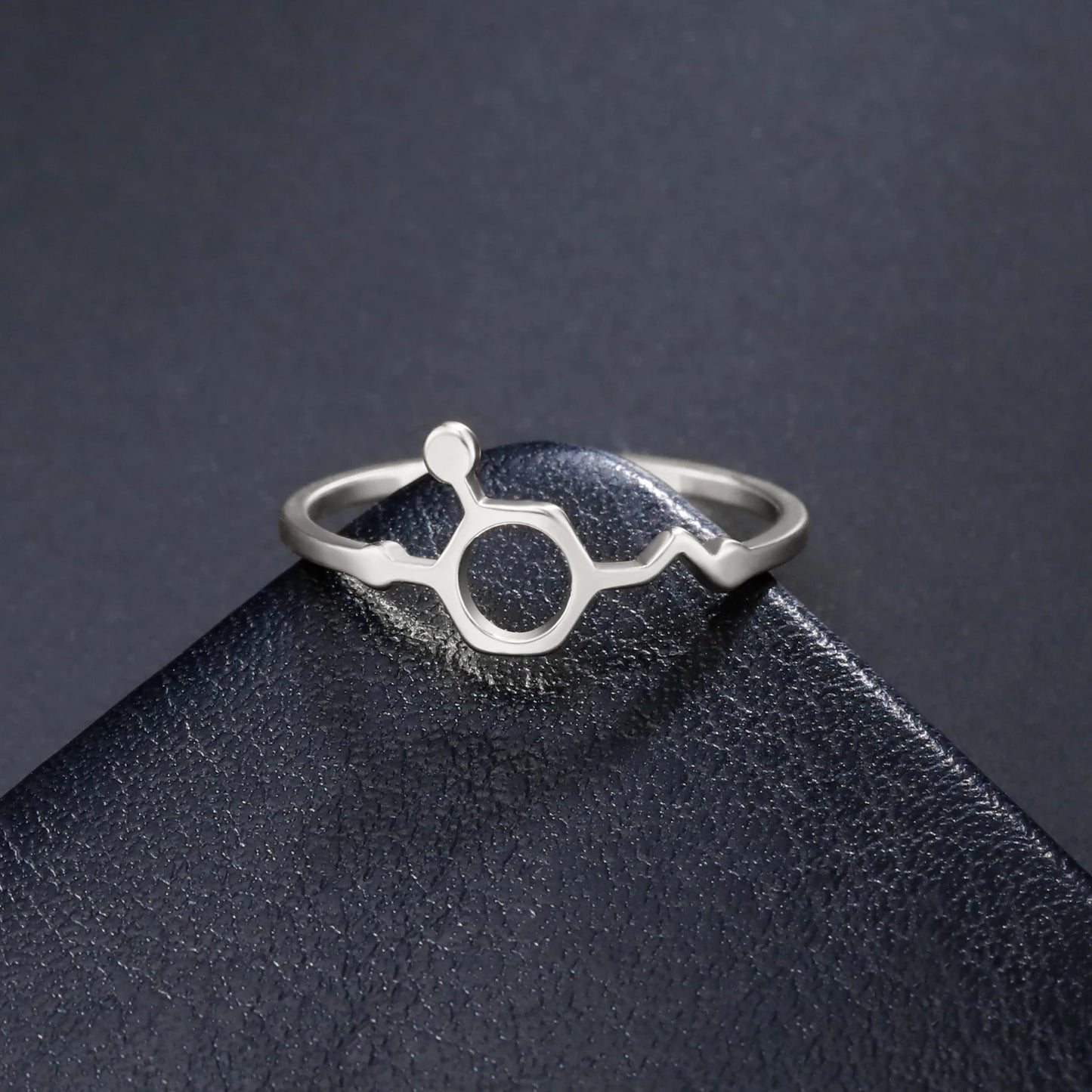 Attractive, Stainless Steel Chemical Molecule Ring, by Skyrim