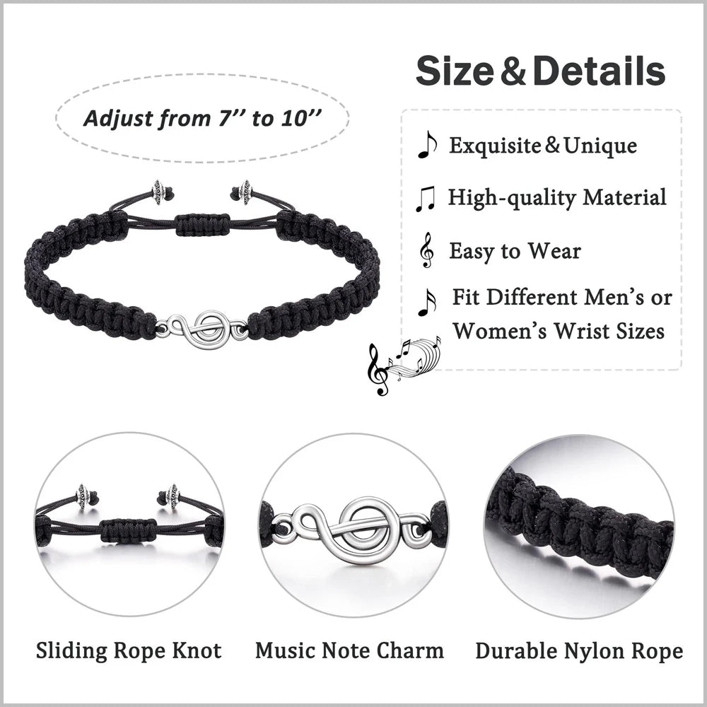 Beautiful, Black, Music Sentiment Bracelet…Great Gift For Teacher Appreciation & All Other Music Lovers