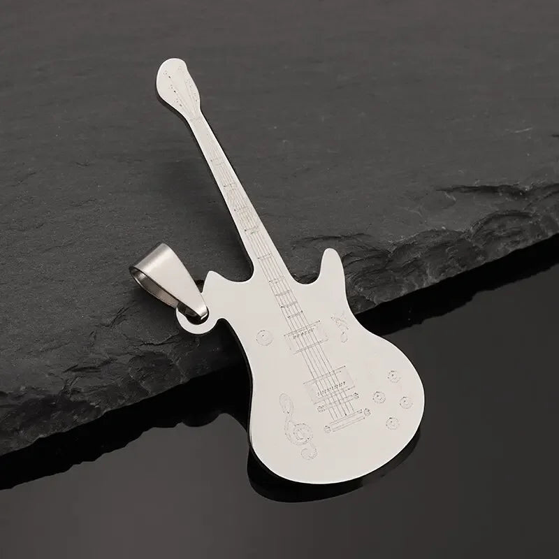 Stainless Steel, Electric Guitar Pick Necklace for Men and Women…Jewelry For Music Lovers
