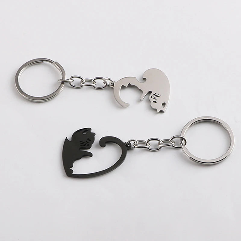 Yin and Yang Cat Pendant Keychain