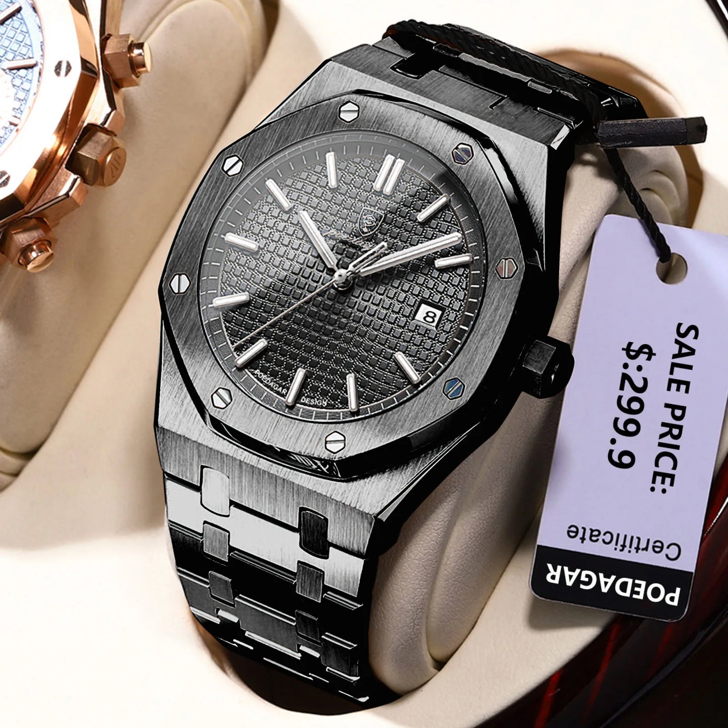 NEW!!! Fine Steel, Original Quartz, Luminous Date, Waterproof, Fashionable Classic Wristwatch, By POEDAGAR