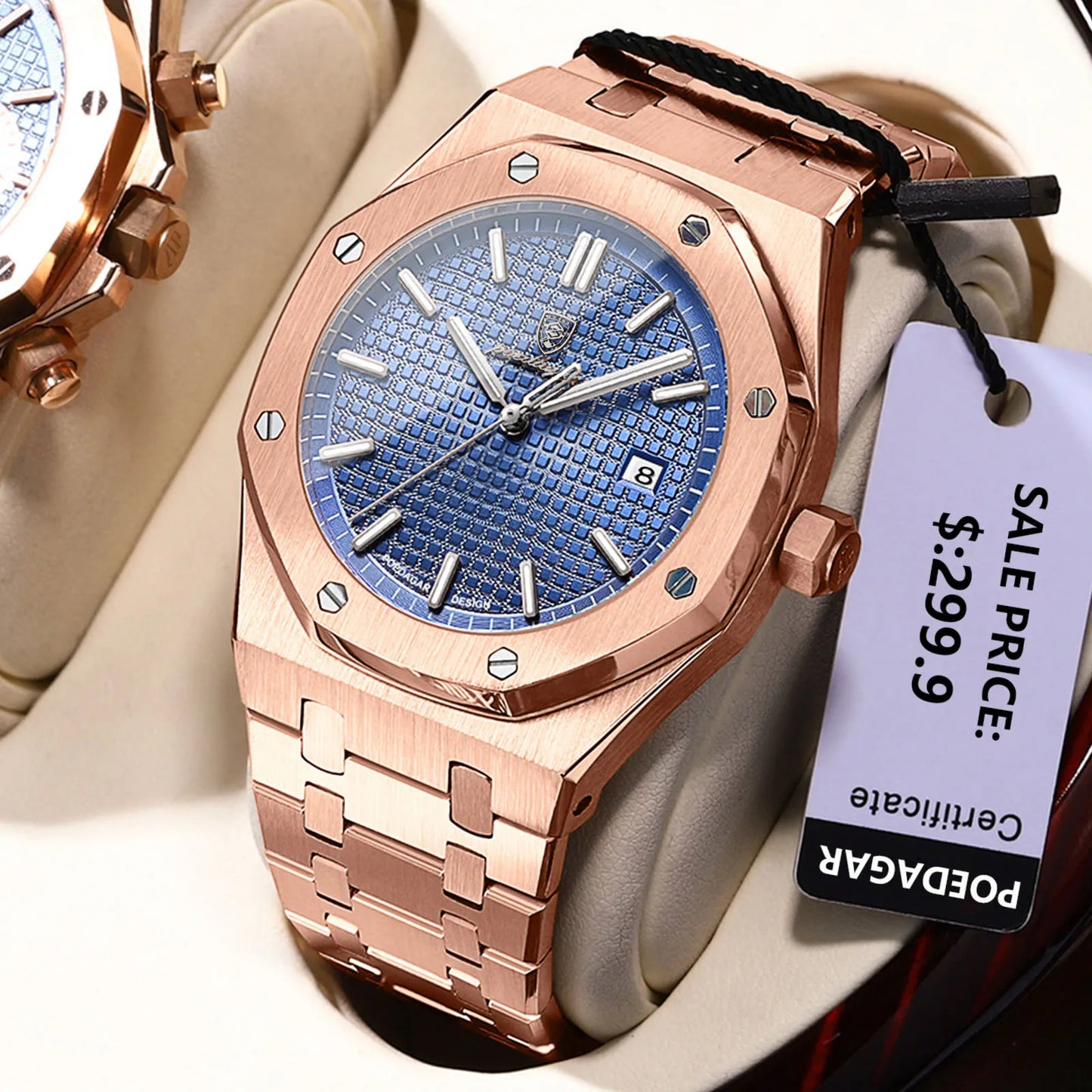 NEW!!! Fine Steel, Original Quartz, Luminous Date, Waterproof, Fashionable Classic Wristwatch, By POEDAGAR