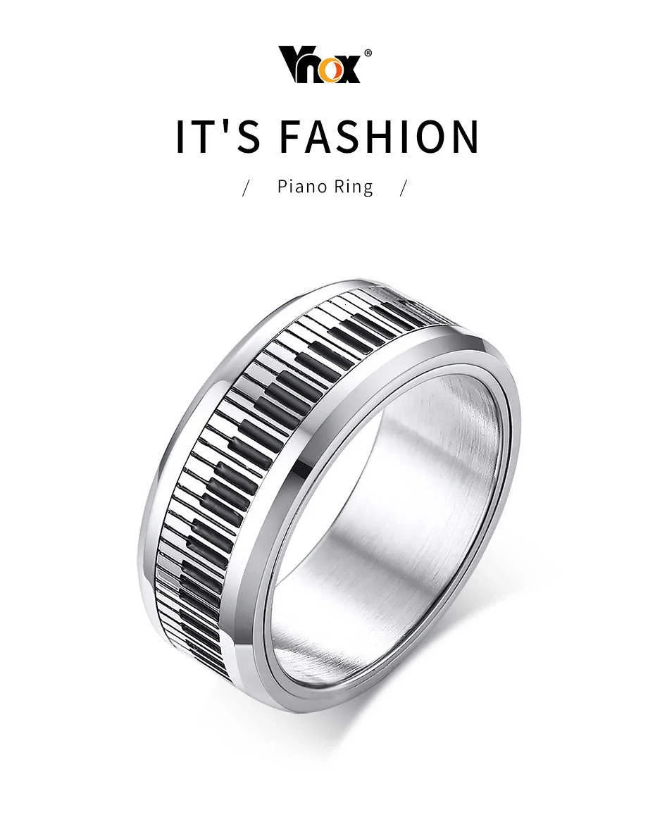 Vnox, Stainless Steel Rotatable Piano Key Ring For Men/Woman
