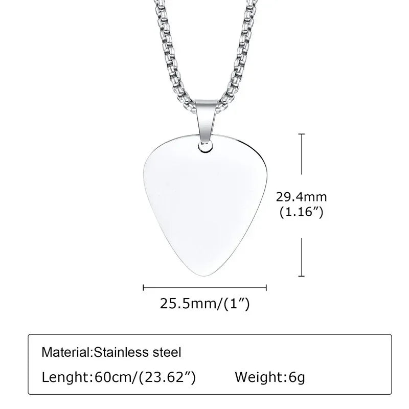 New, Unique, Stainless Steel Guitar Pick Necklace For Men/Boys…