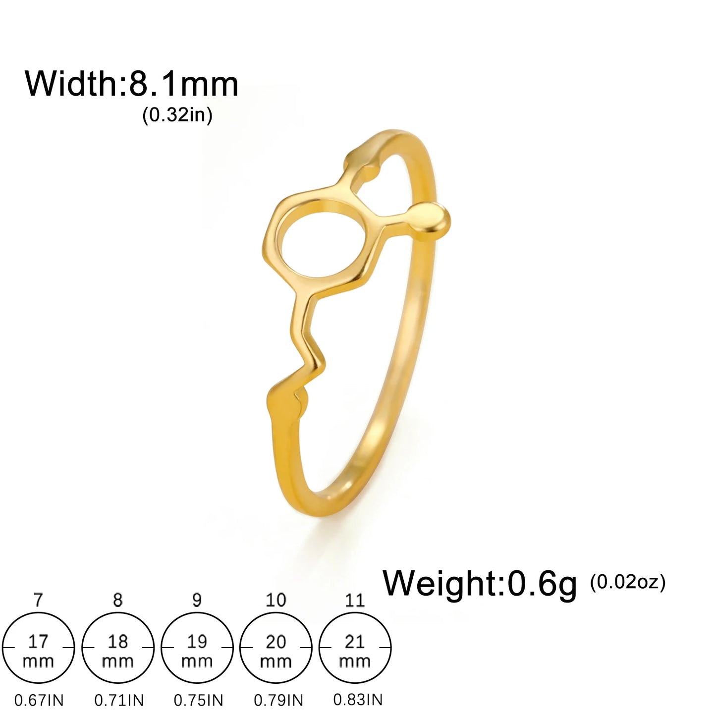 Attractive, Stainless Steel Chemical Molecule Ring, by Skyrim