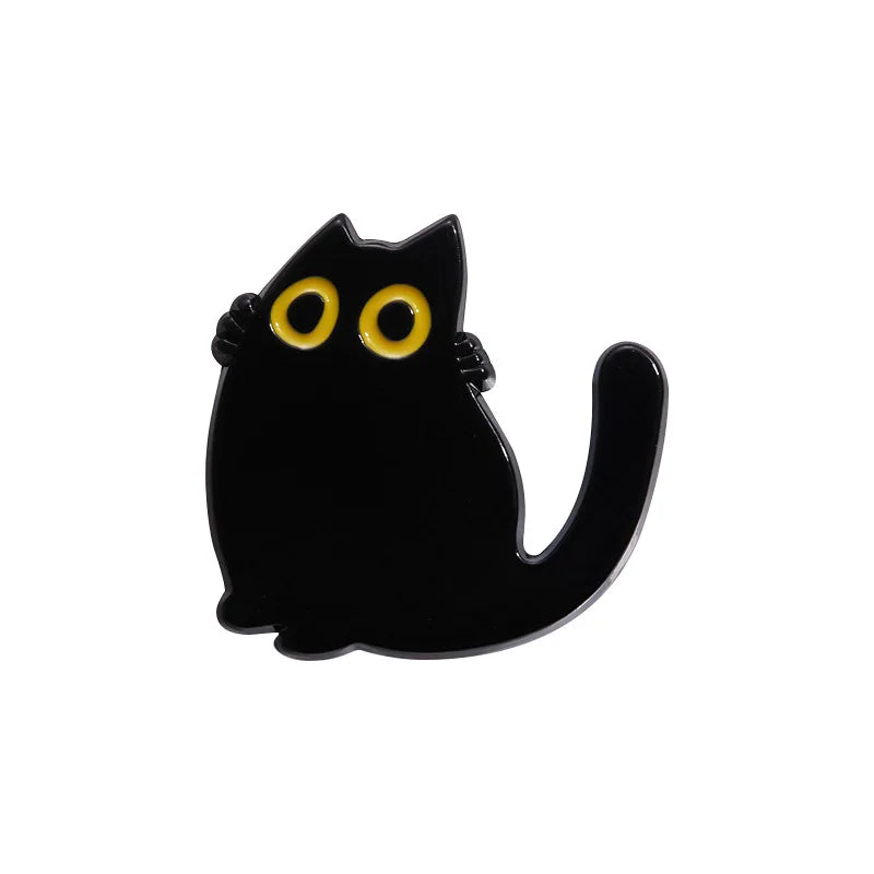 Cute Tiny Black Cat Enamel Pin Brooch