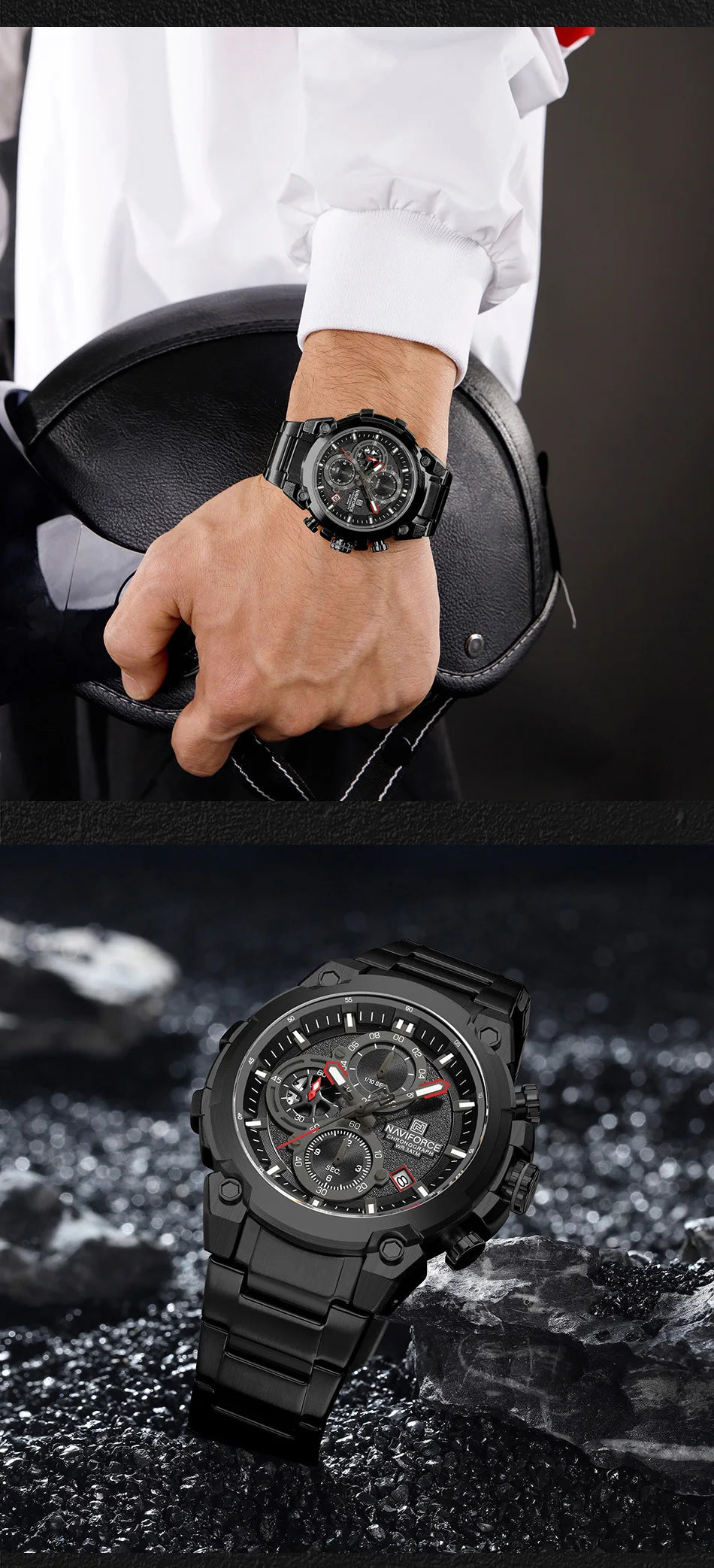 Fashion, Sports, Chronograph, Waterproof, Calendar Display, Military Quartz Male Watch, By NAVIFORCE