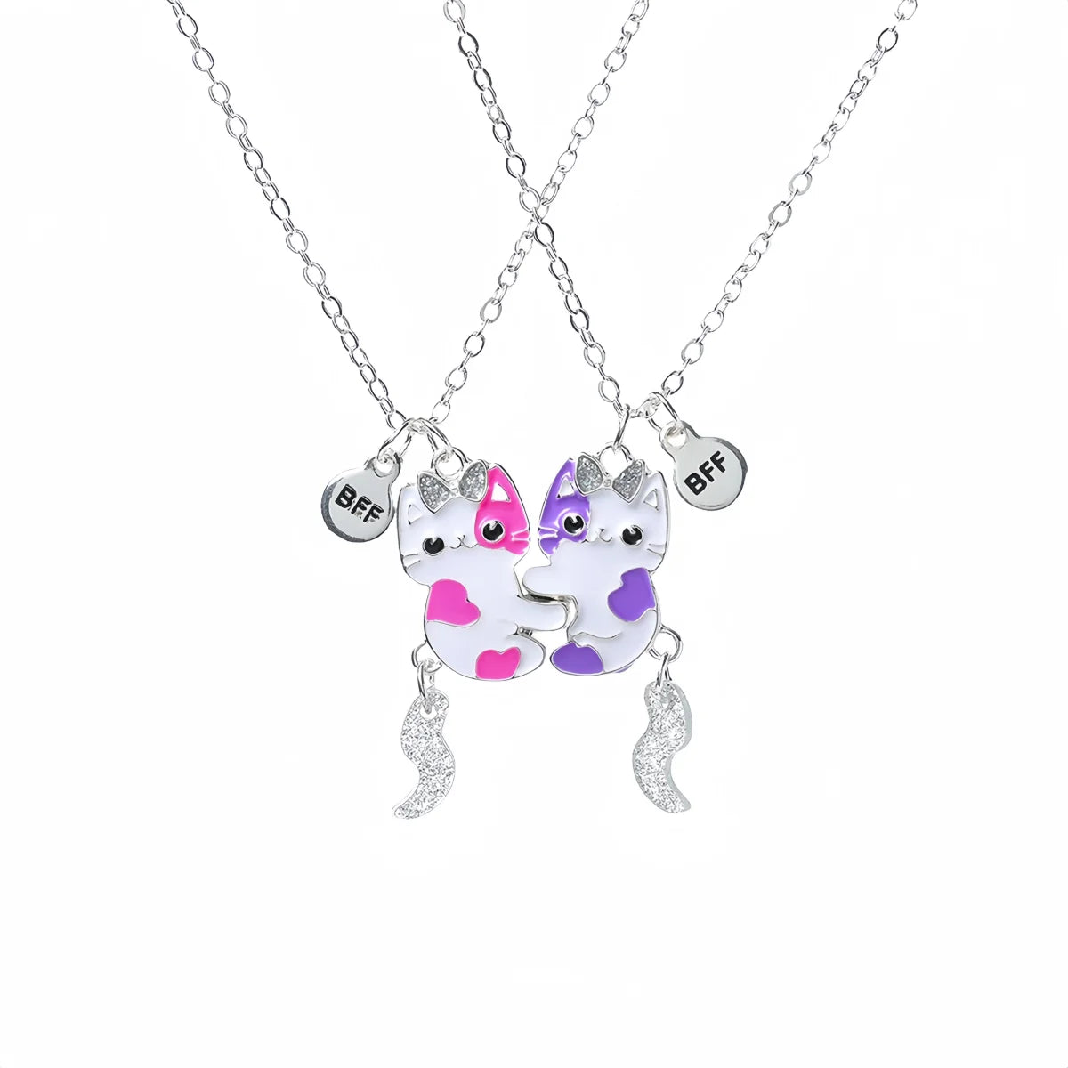 2Pc/set, Cute, Cat Shape Pendant Chain, Best Friends Necklace