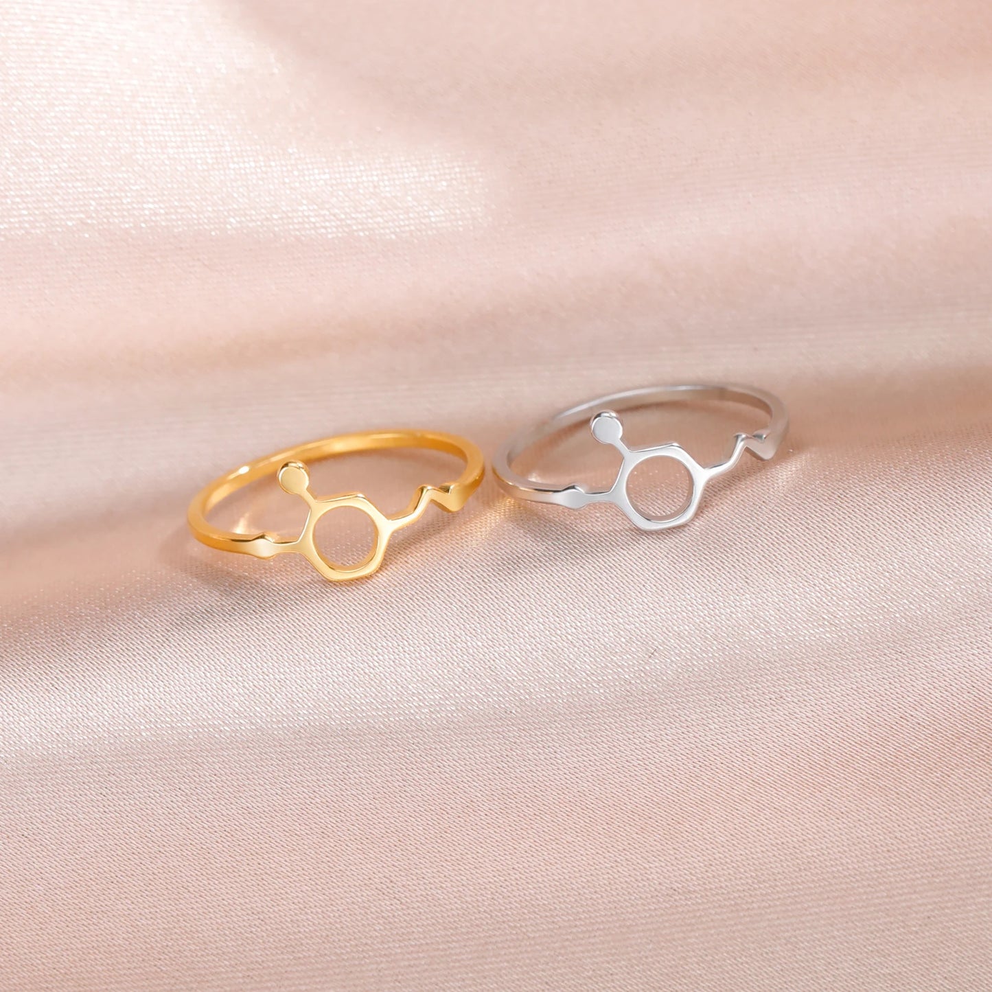 Attractive, Stainless Steel Chemical Molecule Ring, by Skyrim