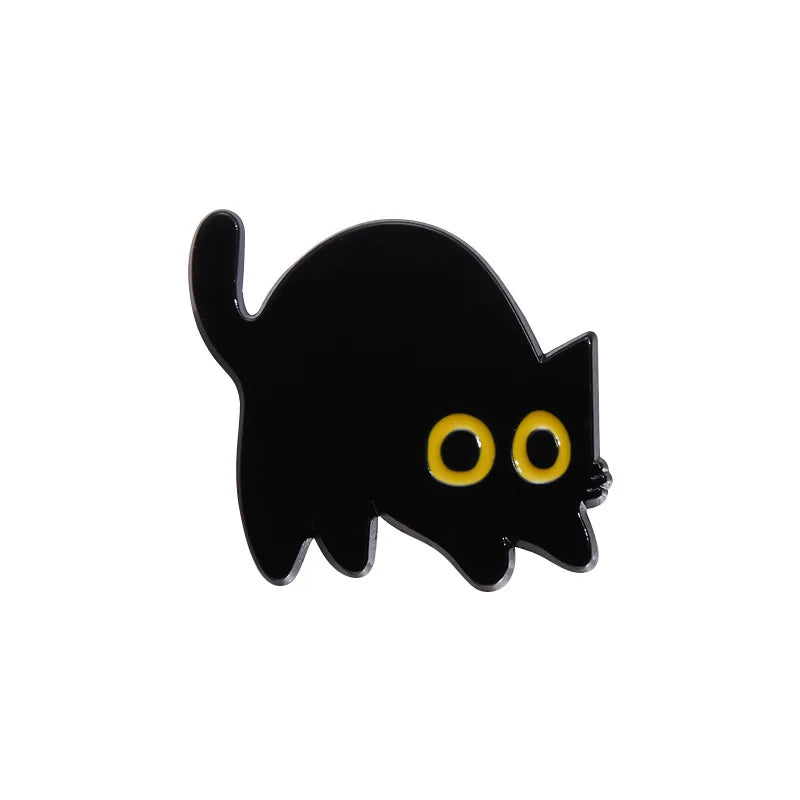 Cute Tiny Black Cat Enamel Pin Brooch