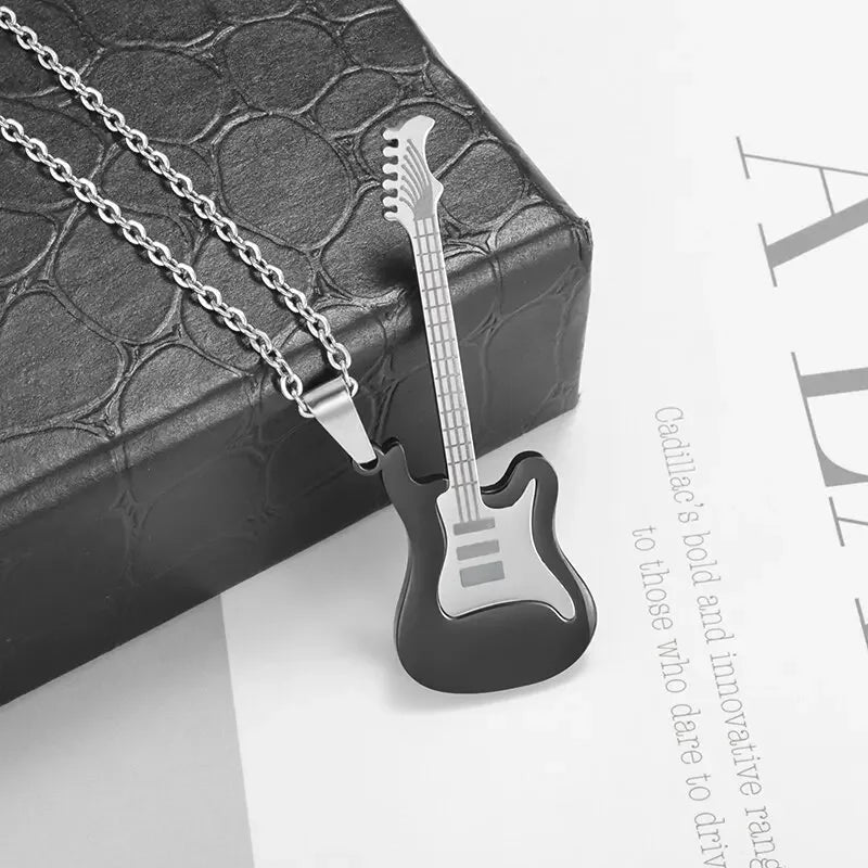 Stainless Steel, Electric Guitar Pick Necklace for Men and Women…Jewelry For Music Lovers
