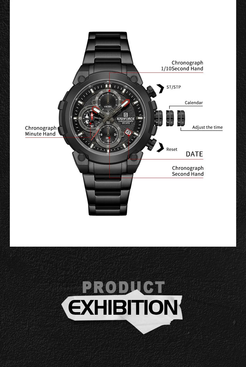 Fashion, Sports, Chronograph, Waterproof, Calendar Display, Military Quartz Male Watch, By NAVIFORCE
