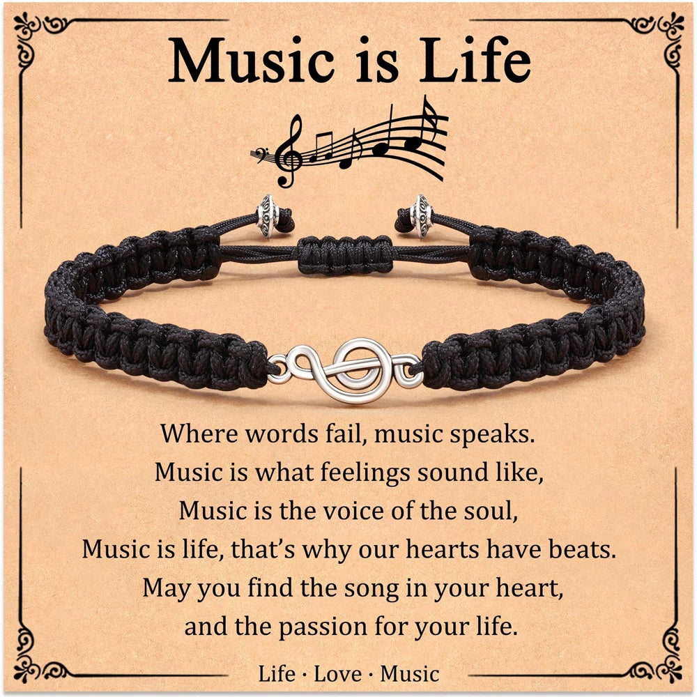 Beautiful, Black, Music Sentiment Bracelet…Great Gift For Teacher Appreciation & All Other Music Lovers